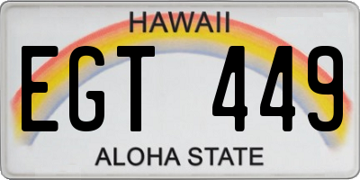 HI license plate EGT449