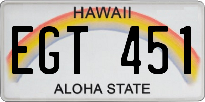 HI license plate EGT451