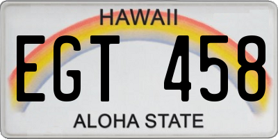 HI license plate EGT458