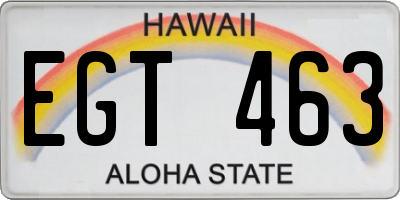 HI license plate EGT463