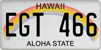 HI license plate EGT466
