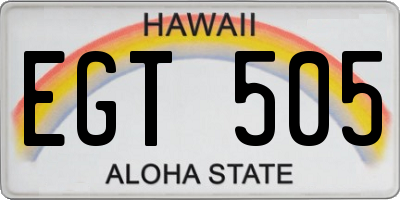 HI license plate EGT505