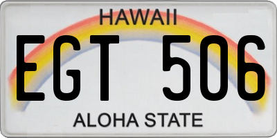 HI license plate EGT506