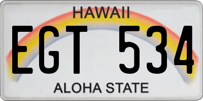 HI license plate EGT534