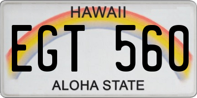HI license plate EGT560