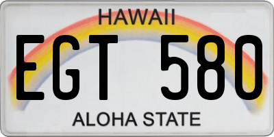 HI license plate EGT580