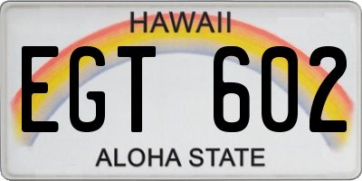 HI license plate EGT602