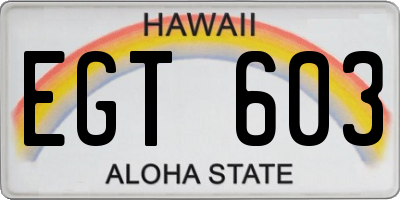 HI license plate EGT603