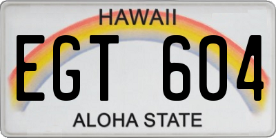 HI license plate EGT604