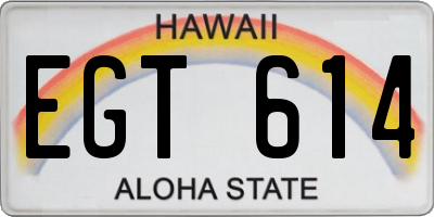 HI license plate EGT614