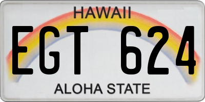 HI license plate EGT624