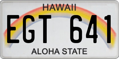 HI license plate EGT641