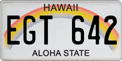 HI license plate EGT642