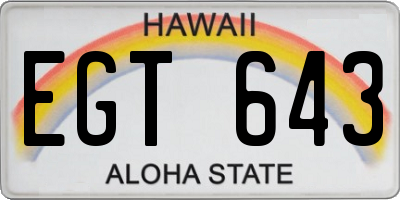 HI license plate EGT643