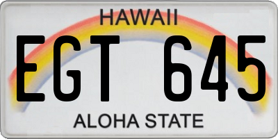 HI license plate EGT645