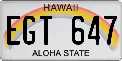 HI license plate EGT647