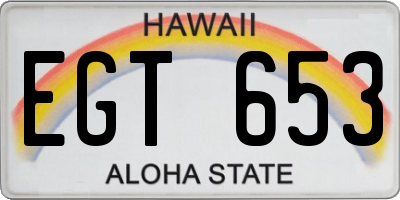 HI license plate EGT653