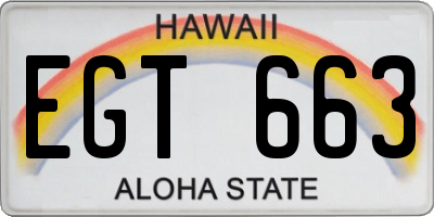 HI license plate EGT663
