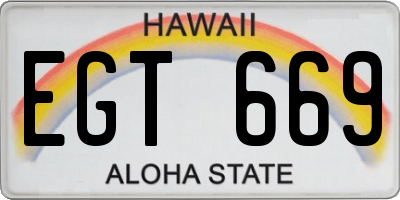 HI license plate EGT669