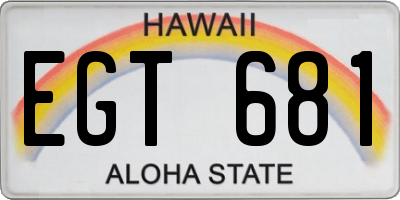 HI license plate EGT681