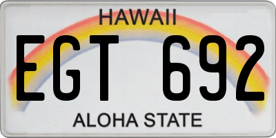 HI license plate EGT692