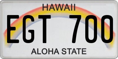 HI license plate EGT700