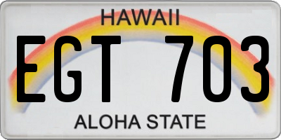 HI license plate EGT703