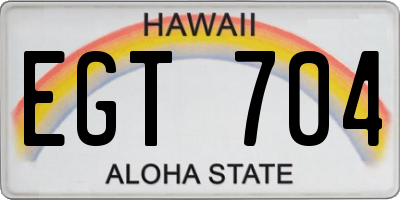HI license plate EGT704