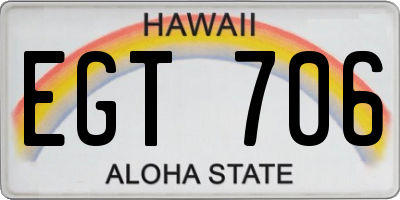 HI license plate EGT706