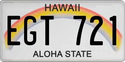 HI license plate EGT721