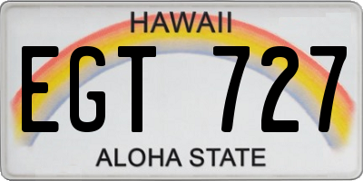 HI license plate EGT727