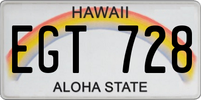 HI license plate EGT728