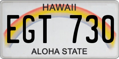 HI license plate EGT730
