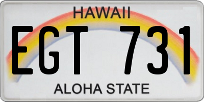 HI license plate EGT731