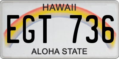 HI license plate EGT736