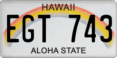 HI license plate EGT743