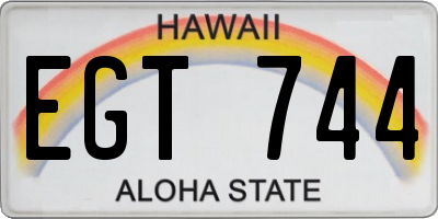 HI license plate EGT744