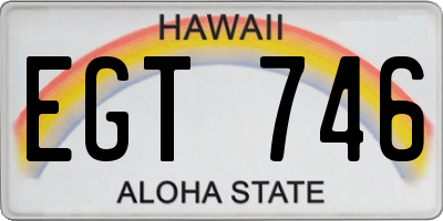 HI license plate EGT746