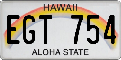 HI license plate EGT754