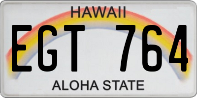 HI license plate EGT764