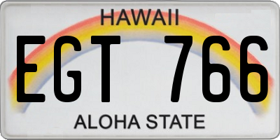 HI license plate EGT766
