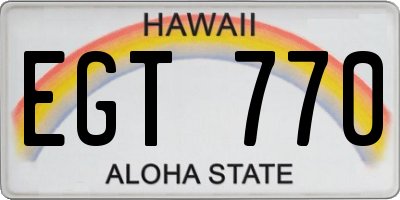 HI license plate EGT770