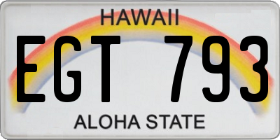 HI license plate EGT793