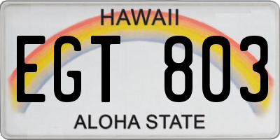 HI license plate EGT803