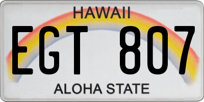 HI license plate EGT807