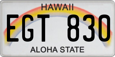 HI license plate EGT830