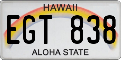 HI license plate EGT838