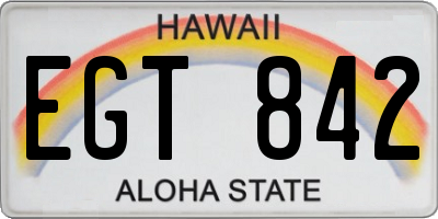 HI license plate EGT842