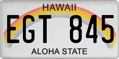 HI license plate EGT845