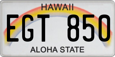 HI license plate EGT850